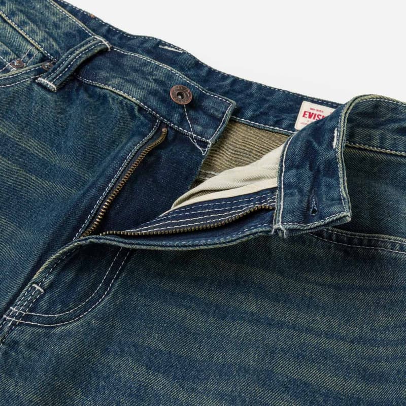 Джинсовые шорты EVISU Джинсовые синие мужские джинсовые шорты - изображение 8