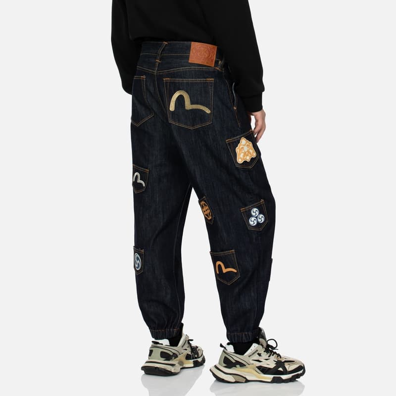 Штаны EVISU 2024 Осенне-зимние Повседневные Штаны Мужские Джинсовый Синий - изображение 4