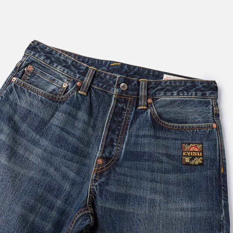 Штаны EVISU Джинсовый Синий Мужские Джинсы - изображение 5