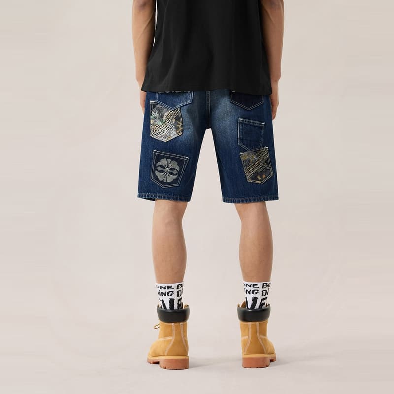 Джинсовые шорты EVISU Джинсовые синие мужские джинсовые шорты - изображение 3