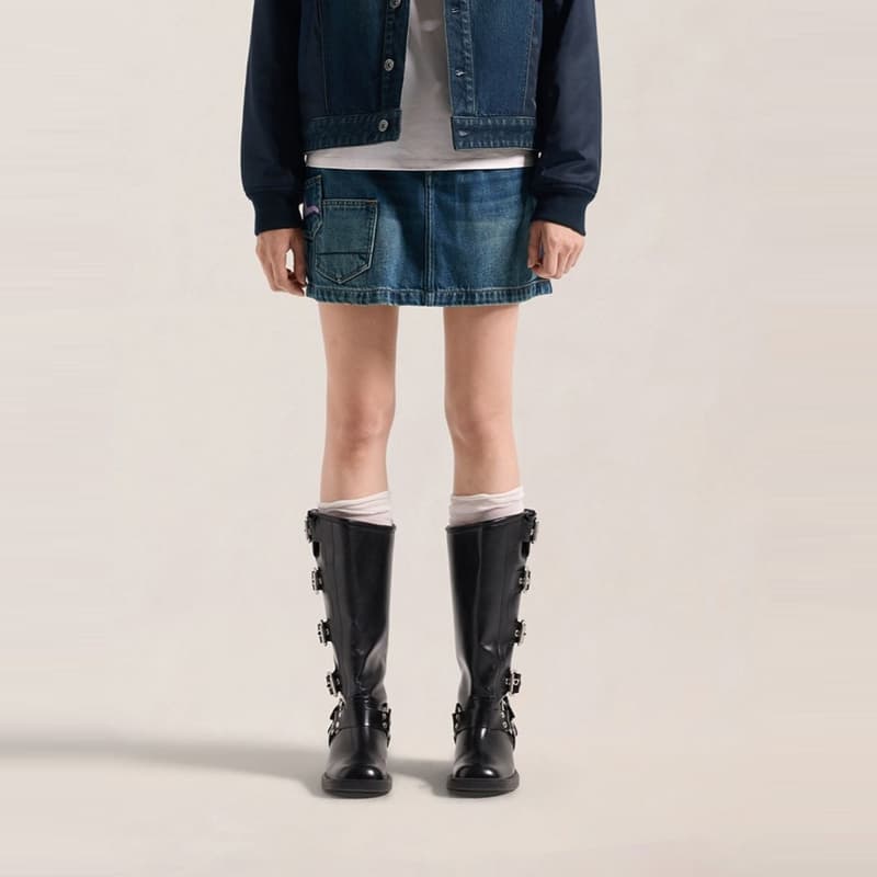 Evisu Джинсовый синий Женские Джинсовые мини юбки - изображение 4