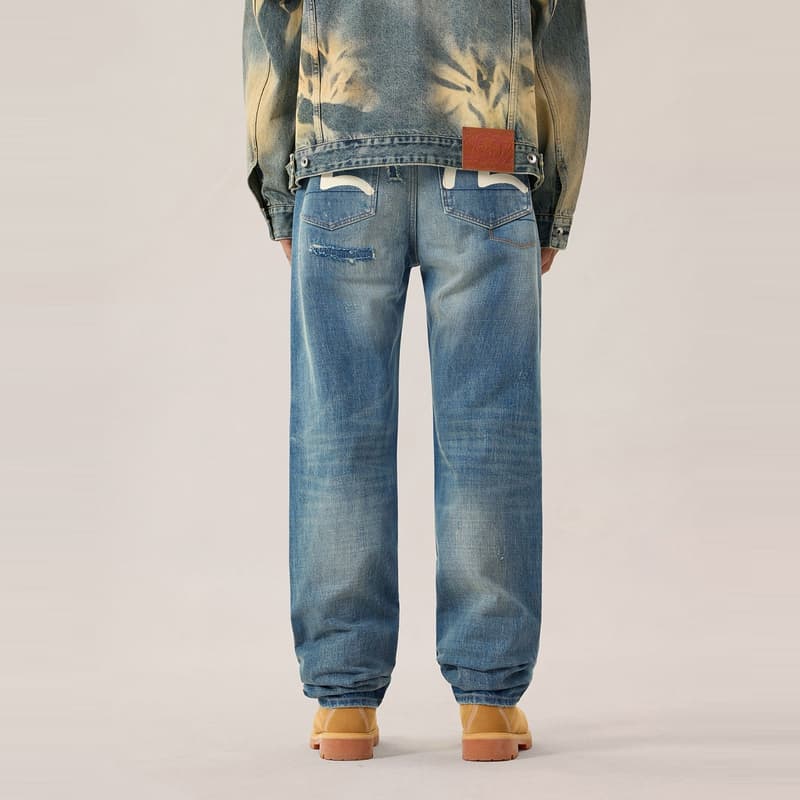 Штаны EVISU Джинсовый Синий Мужские Джинсы - изображение 4