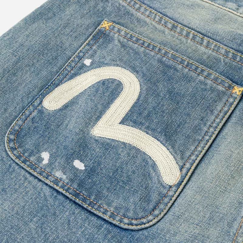 Джинсовые шорты Evisu Джинсовые синие мужские джинсовые шорты - изображение 5