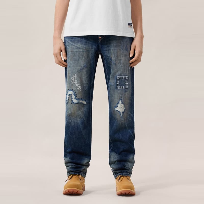 Штаны Evisu Джинсовый Синий Мужские Джинсы - изображение 3