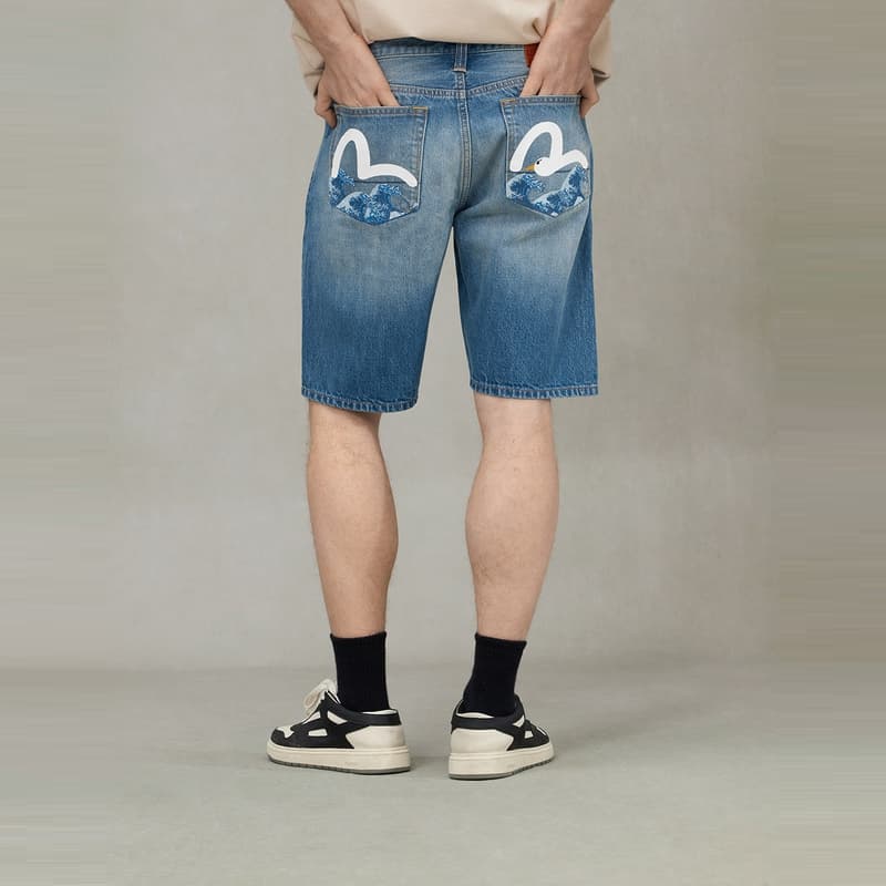 Джинсовые шорты EVISU 2025 Летние Джинсовые Шорты Мужские - изображение 3
