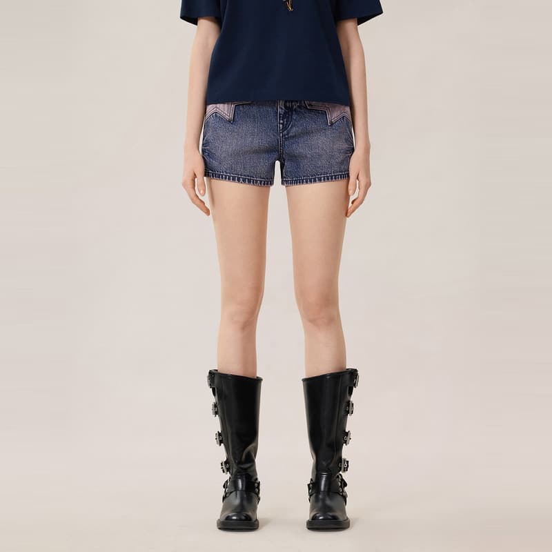 EVISU Джинсовые синие женские джинсовые шорты - изображение 4