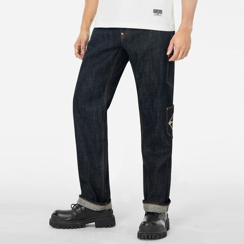 Штаны EVISU Джинсовый Синий Мужские Джинсы - изображение 4