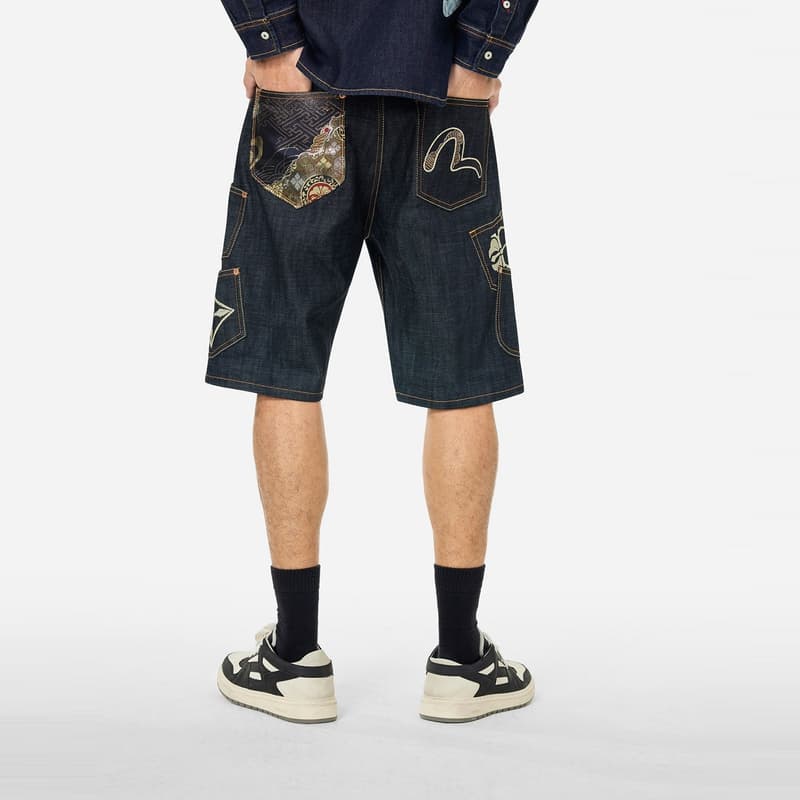 Джинсовые шорты EVISU 2025 Летние Джинсовые Шорты Мужские - изображение 3