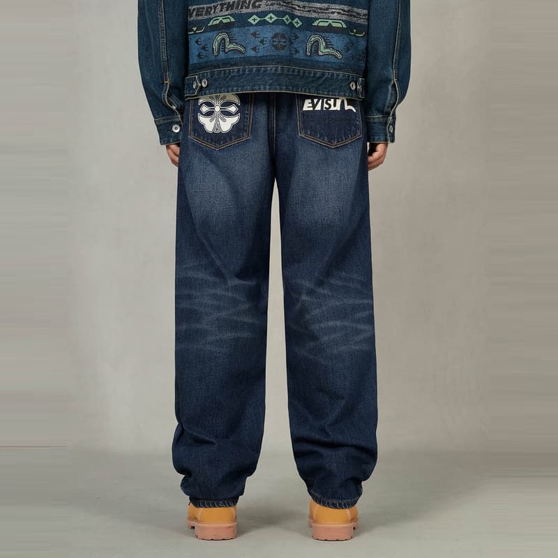 Штаны EVISU Джинсовый Синий Мужские Джинсы - изображение 3