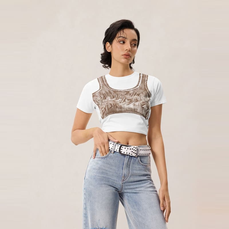 Футболка EVISU Белые Женские T-рубашки - изображение 3