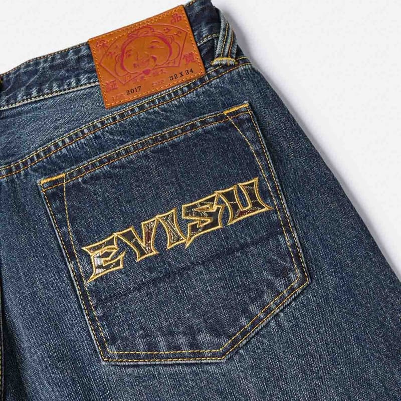 Штаны EVISU Джинсовый Синий Мужские Джинсы - изображение 7