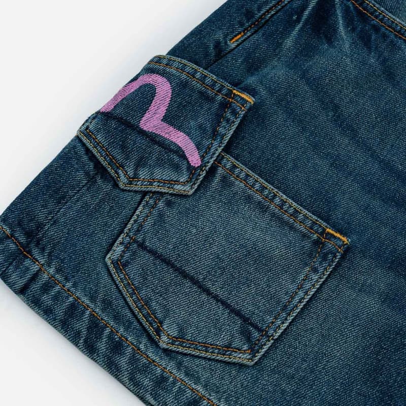 Evisu Джинсовый синий Женские Джинсовые мини юбки - изображение 6