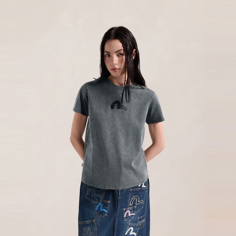 Футболка Evisu Темно-серые Женские T-рубашки - изображение 3