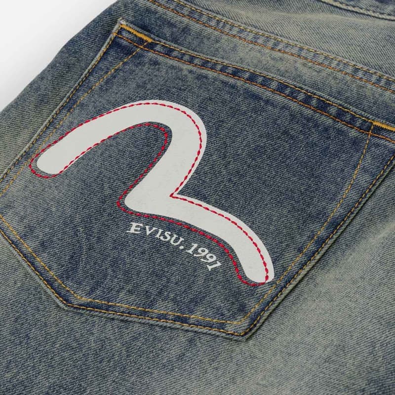 Штаны EVISU Джинсовый Синий Мужские Джинсы - изображение 5