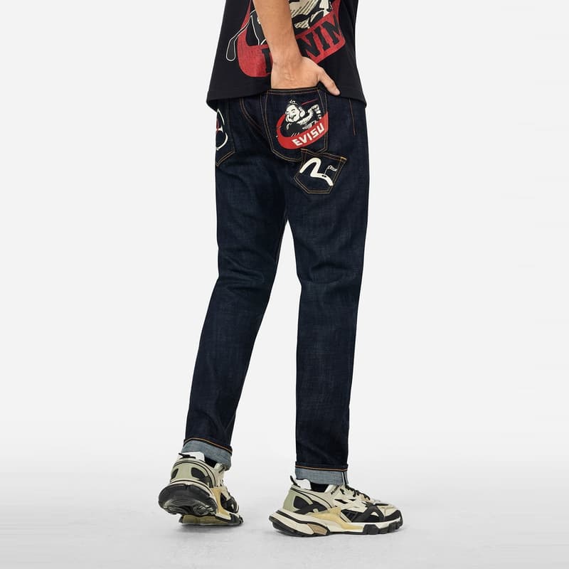 Штаны Evisu Джинсовый Синий Мужские Джинсы - изображение 3