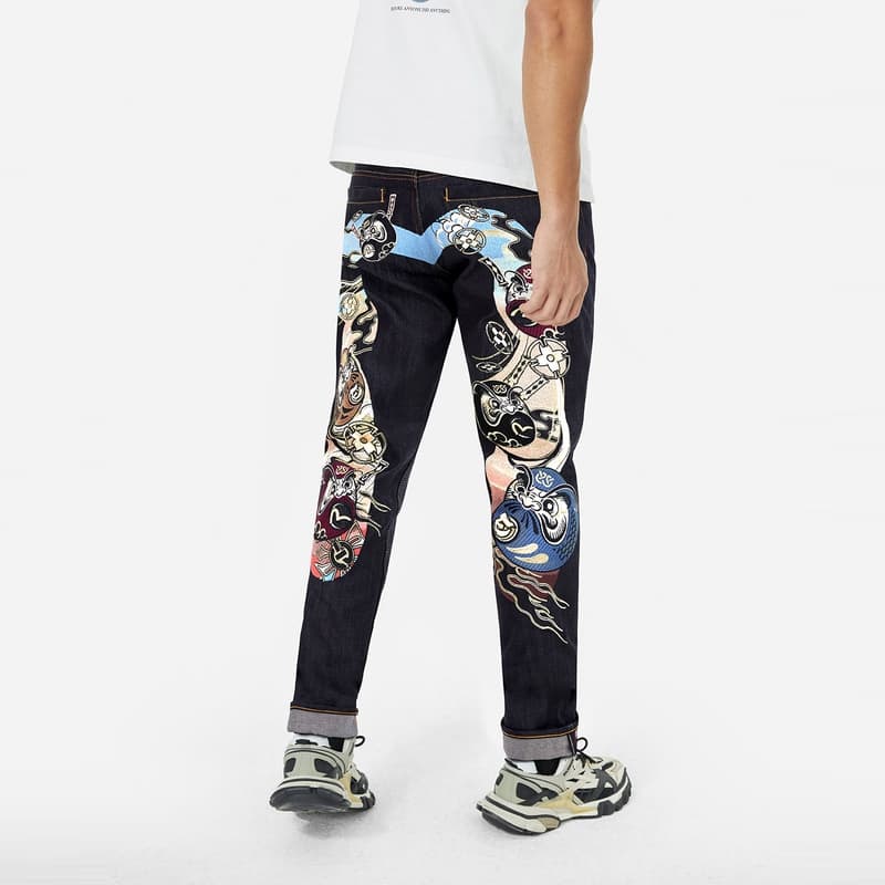 Штаны EVISU Джинсовый Синий Мужские Джинсы - изображение 4