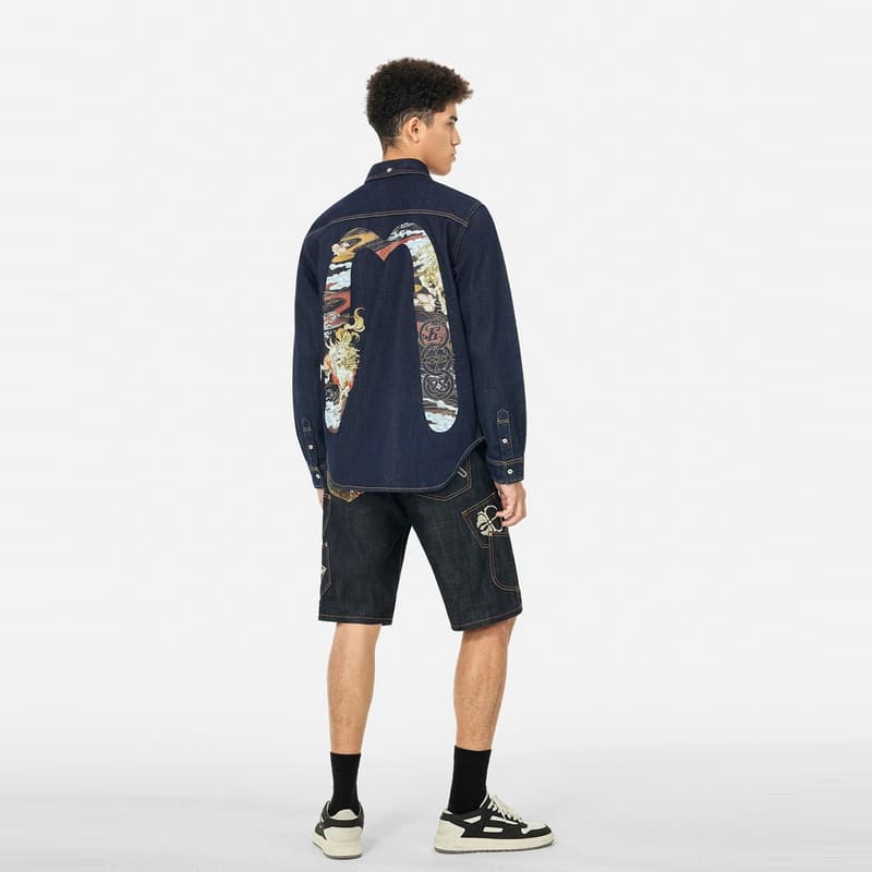Джинсовые шорты EVISU 2025 Летние Джинсовые Шорты Мужские - изображение 5
