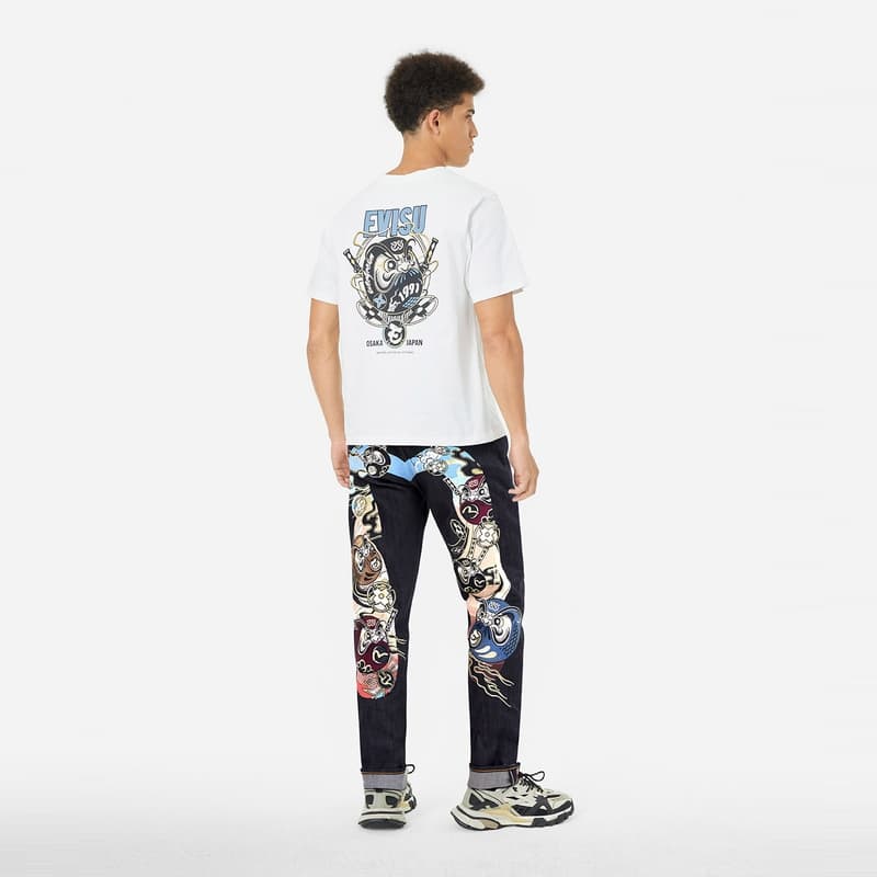 Штаны EVISU Джинсовый Синий Мужские Джинсы - изображение 3