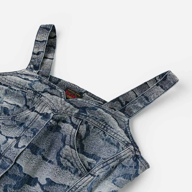 Майка EVISU Джинсовый синий сплошной принт Женские Майки - изображение 5