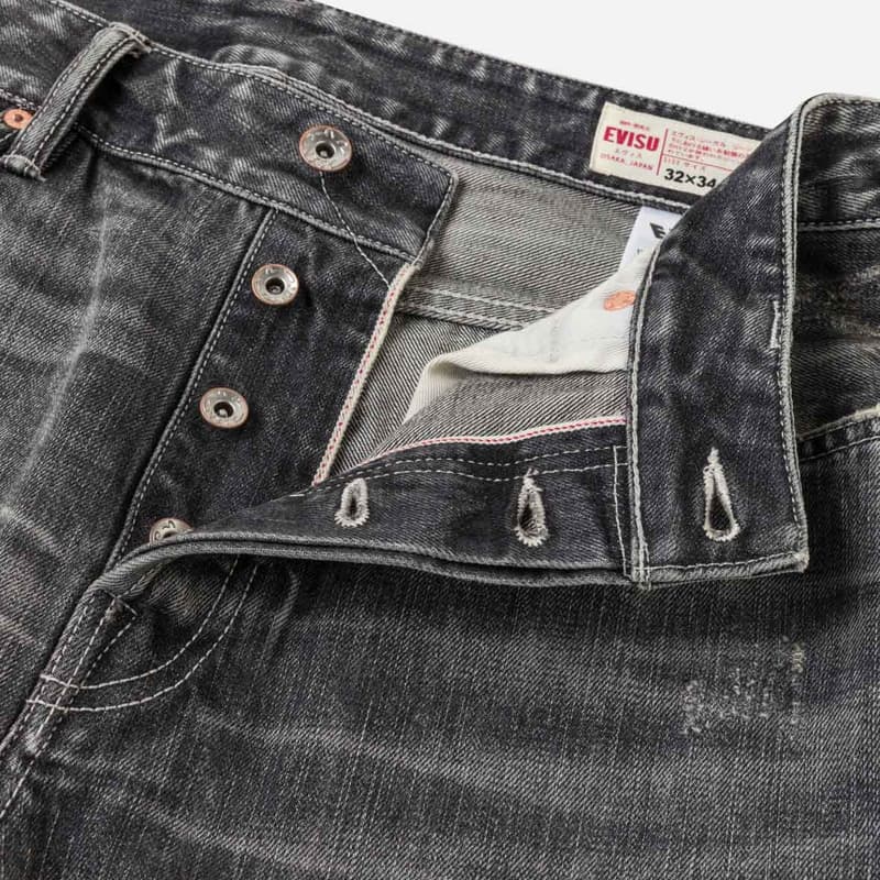 Штаны EVISU Denim Черные Мужские Джинсы - изображение 8