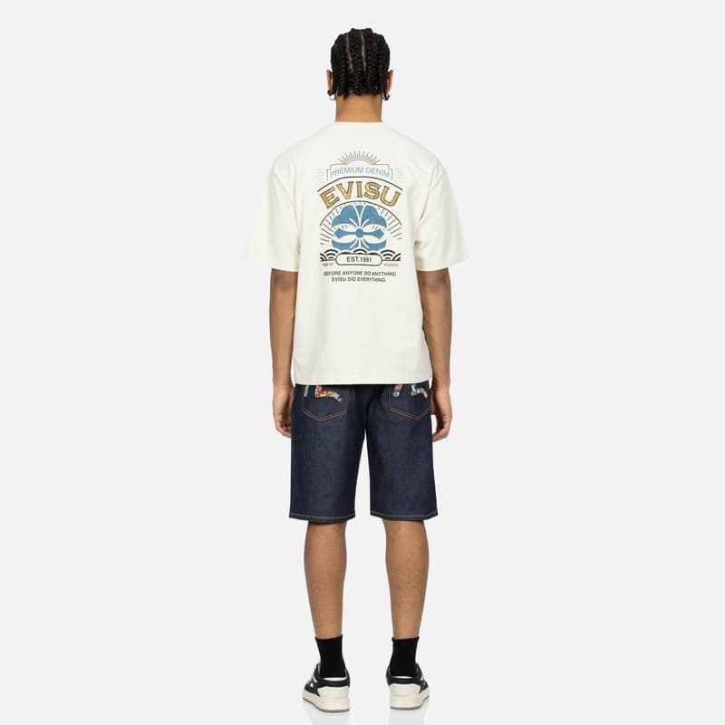 Джинсовые шорты EVISU Джинсовые синие мужские джинсовые шорты - изображение 5