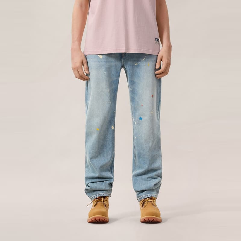 Штаны EVISU Мужские Джинсы Прямой Крой Кляксы Чернил Весна Синий - изображение 4