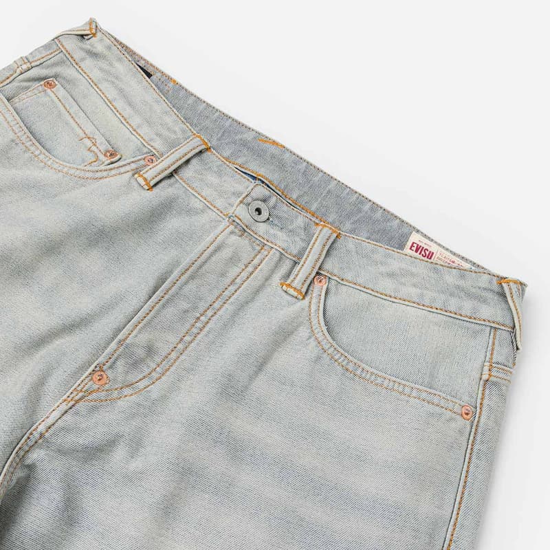 Штаны EVISU Джинсовый Синий Мужские Джинсы - изображение 5