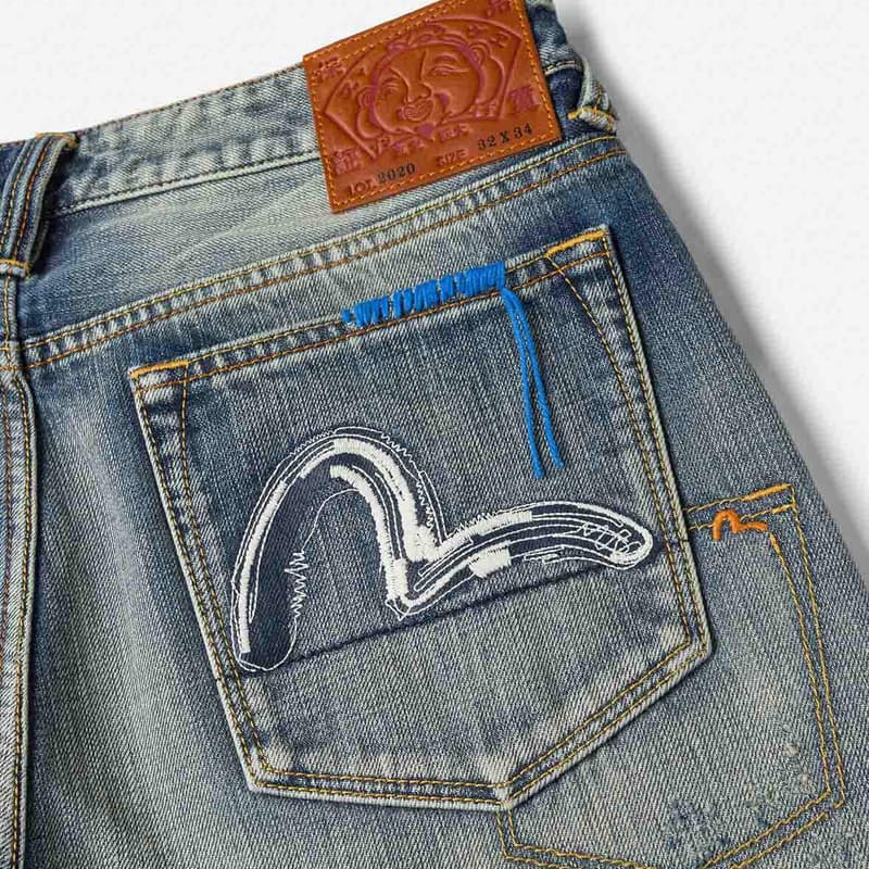 Штаны EVISU Джинсовый Синий Мужские Джинсы - изображение 5