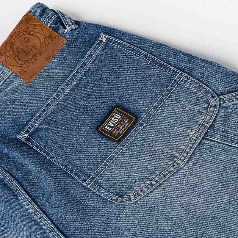 Джинсовые шорты Evisu Джинсовые синие мужские джинсовые шорты - изображение 6