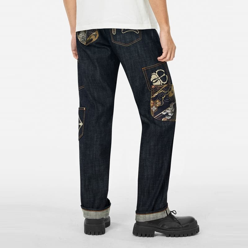 Штаны EVISU Джинсовый Синий Мужские Джинсы - изображение 3