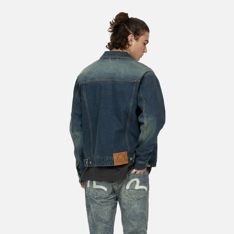 Джинсовая куртка EVISU Джинсовая Куртка Мужская Джинсовая Синяя - изображение 4
