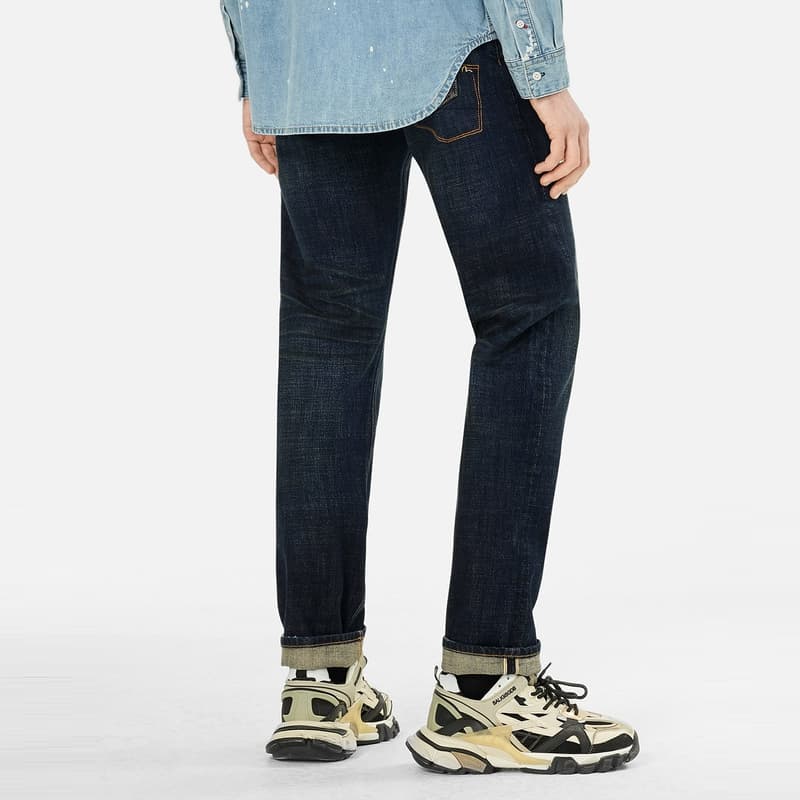 Штаны EVISU Джинсовый Синий Мужские Джинсы - изображение 4