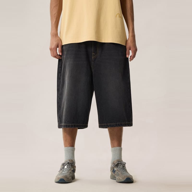 Джинсовые шорты Evisu Denim Черные Мужские Джинсовые Шорты - изображение 4