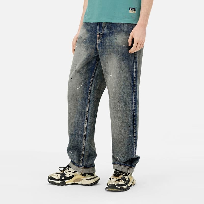 Штаны EVISU Джинсовый Синий Мужские Джинсы - изображение 4