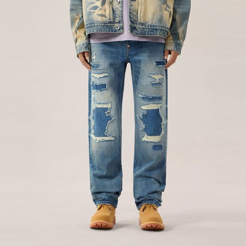 Штаны EVISU Джинсовый Синий Мужские Джинсы - изображение 3