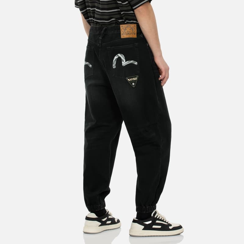 Штаны EVISU Denim Черные Мужские Джинсы - изображение 4