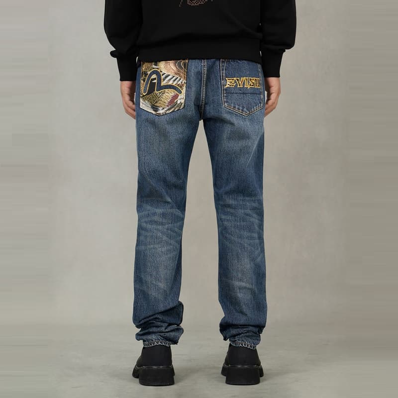 Штаны EVISU Джинсовый Синий Мужские Джинсы - изображение 3