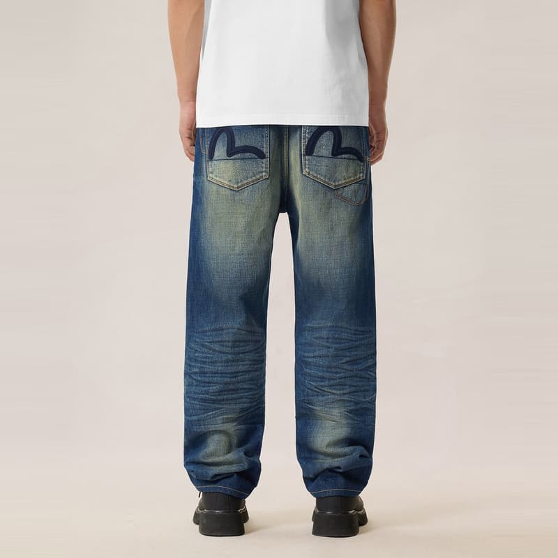 Штаны EVISU Джинсовый Синий Мужские Джинсы - изображение 3
