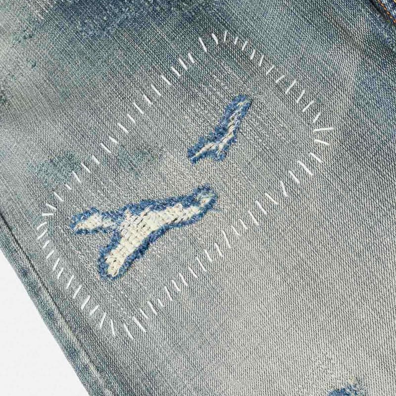 Штаны EVISU Джинсовый Синий Мужские Джинсы - изображение 6