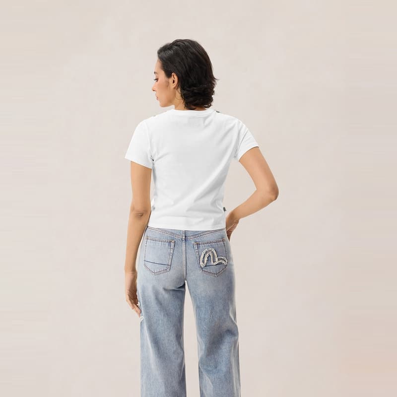 Футболка EVISU Белые Женские T-рубашки - изображение 4