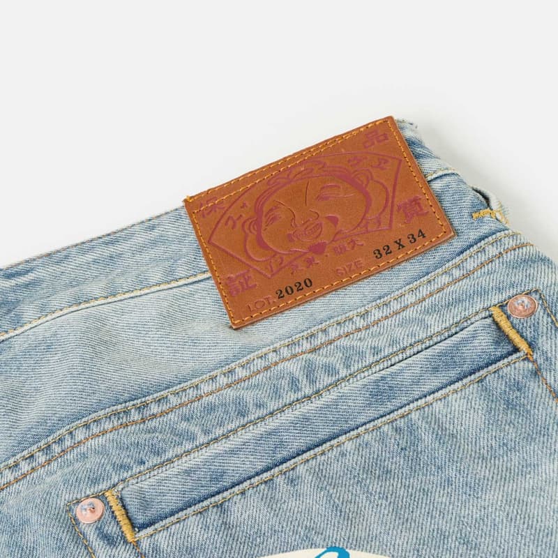 Штаны EVISU Мужские Джинсы Прямой Крой Кляксы Чернил Весна Синий - изображение 8
