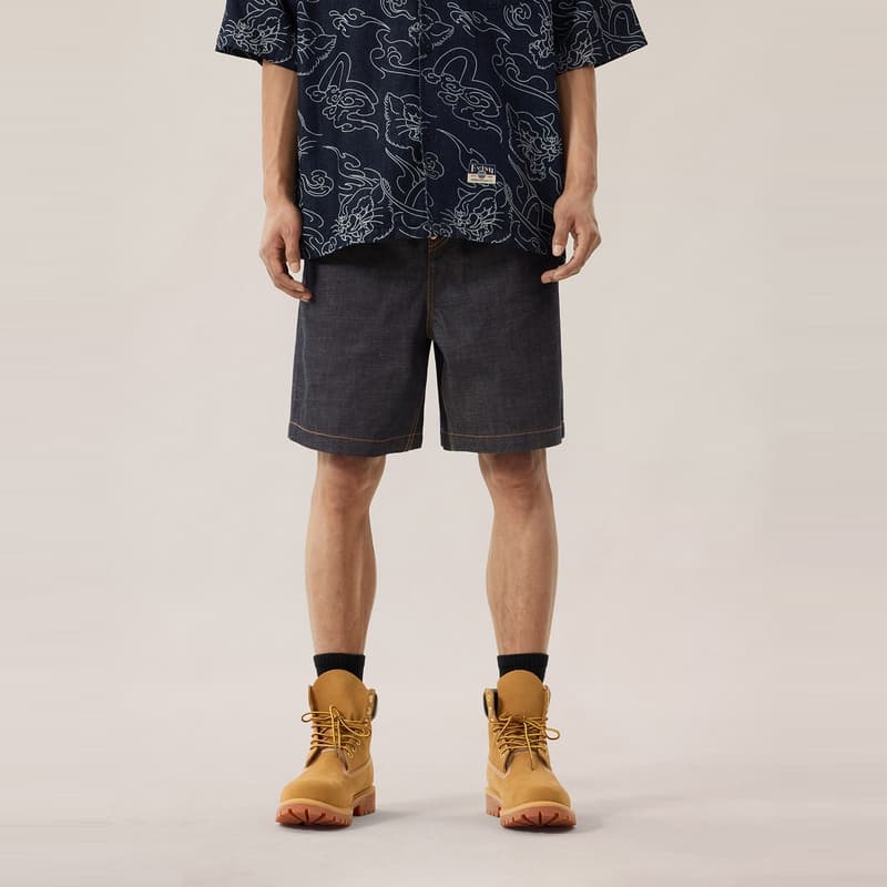 Джинсовые шорты EVISU Джинсовые синие мужские джинсовые шорты - изображение 4