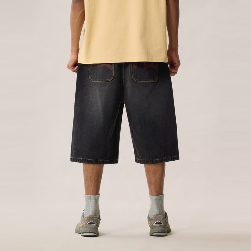 Джинсовые шорты Evisu Denim Черные Мужские Джинсовые Шорты - изображение 3