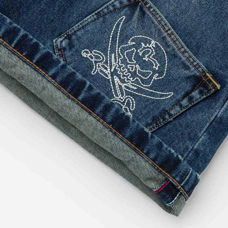 Джинсовые шорты EVISU Джинсовые синие мужские джинсовые шорты - изображение 8