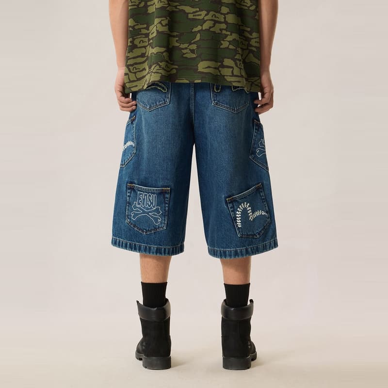 Джинсовые шорты EVISU Джинсовые синие мужские джинсовые шорты - изображение 3