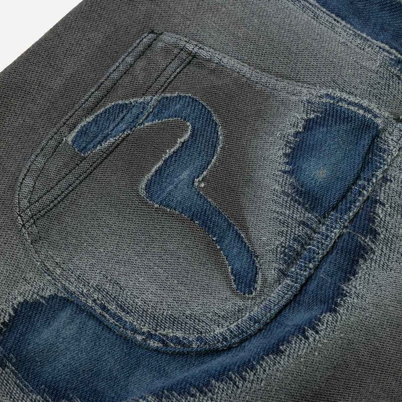 Штаны EVISU Джинсовый Синий Мужские Джинсы - изображение 7