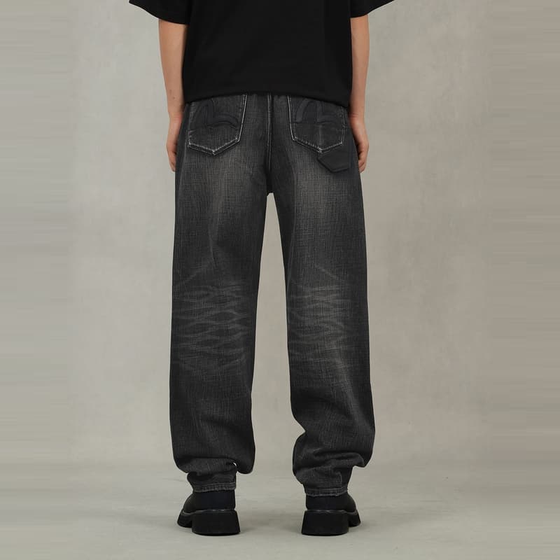 Штаны EVISU Denim Черные Мужские Джинсы - изображение 4