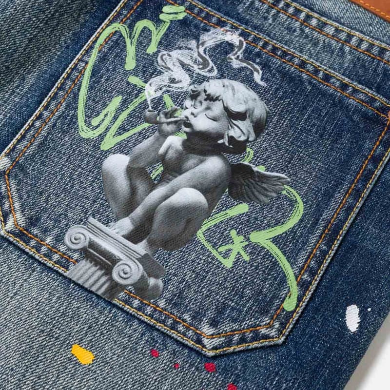 Джинсовые шорты Evisu Джинсовые синие мужские джинсовые шорты - изображение 5