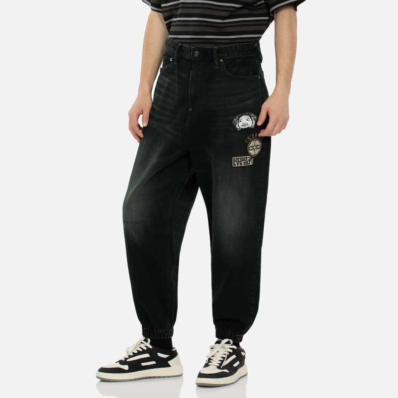 Штаны EVISU Denim Черные Мужские Джинсы - изображение 3