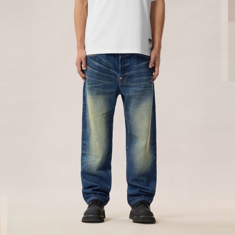 Штаны EVISU Джинсовый Синий Мужские Джинсы - изображение 4